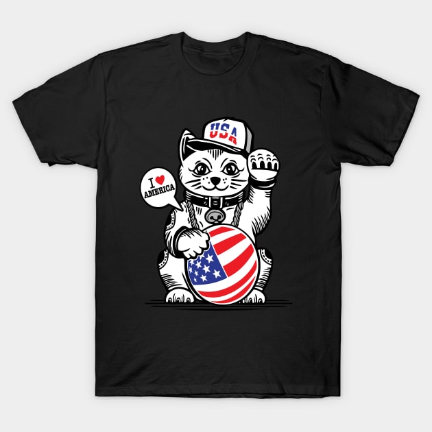 USA CAT FLAG PREMIUM DESIGN T-Shirt by Amira Fashion 